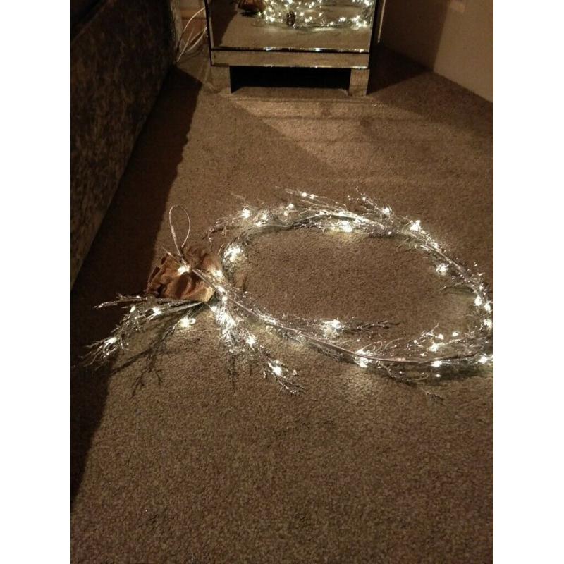 Next Silver glitter and bead garland