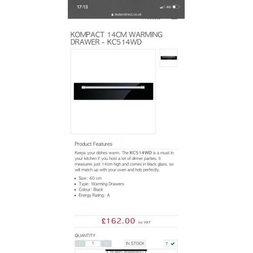 KOMPACT 14CM WARMING DRAWER - KC514WD