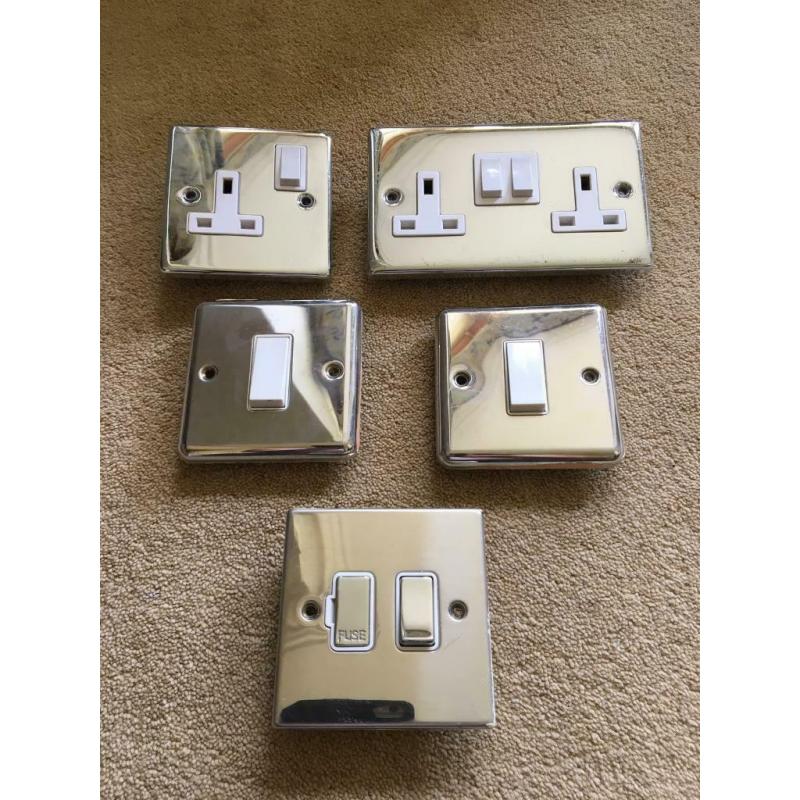 Polished chrome socket and switches