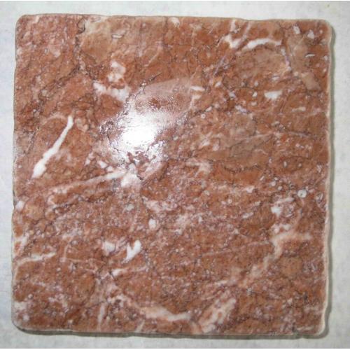 33 (1/3 sqm) BeautifulTumbled Italian Marble Tiles 10cm x 10cm, Ruby Veined