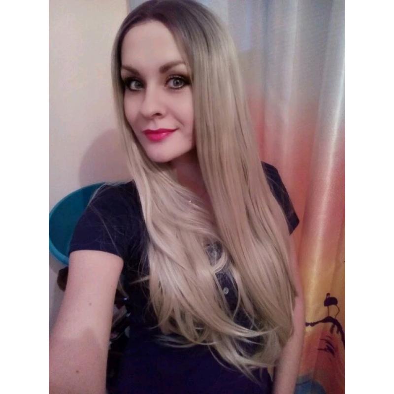 Synthetic Blonde Wig with Dark Roots Length 22inches