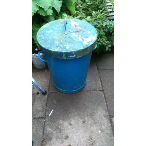 steall heavy duty vintage blue green flaking coated dustbins circA 1980'S