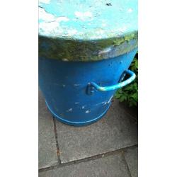 steall heavy duty vintage blue green flaking coated dustbins circA 1980'S