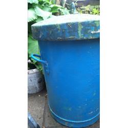 steall heavy duty vintage blue green flaking coated dustbins circA 1980'S