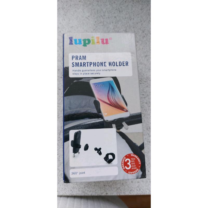 Phone holder for pram