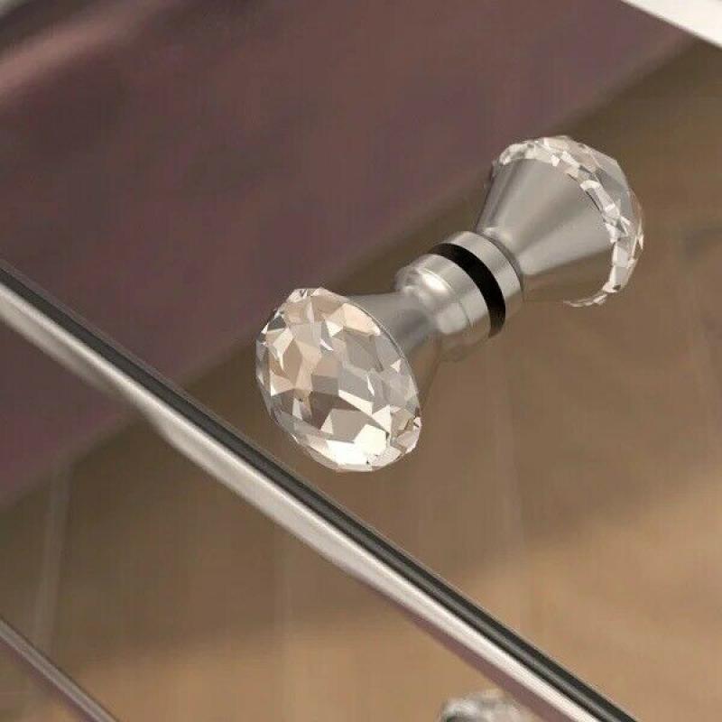 Designer Mirrored Three Drawer Bedside Table With Crystal Effects Knobs