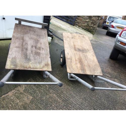 Trolleys x2 and wheels ideal garden garage or ware house