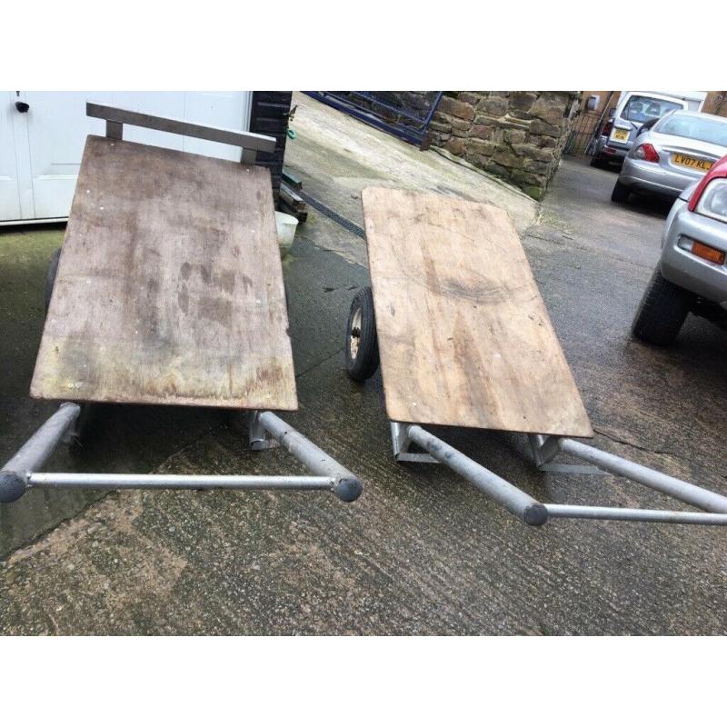 Trolleys x2 and wheels ideal garden garage or ware house