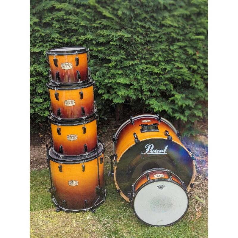 Pearl ELX Export 6 Piece Orange Burst Shell Pack (with mounts and cases)