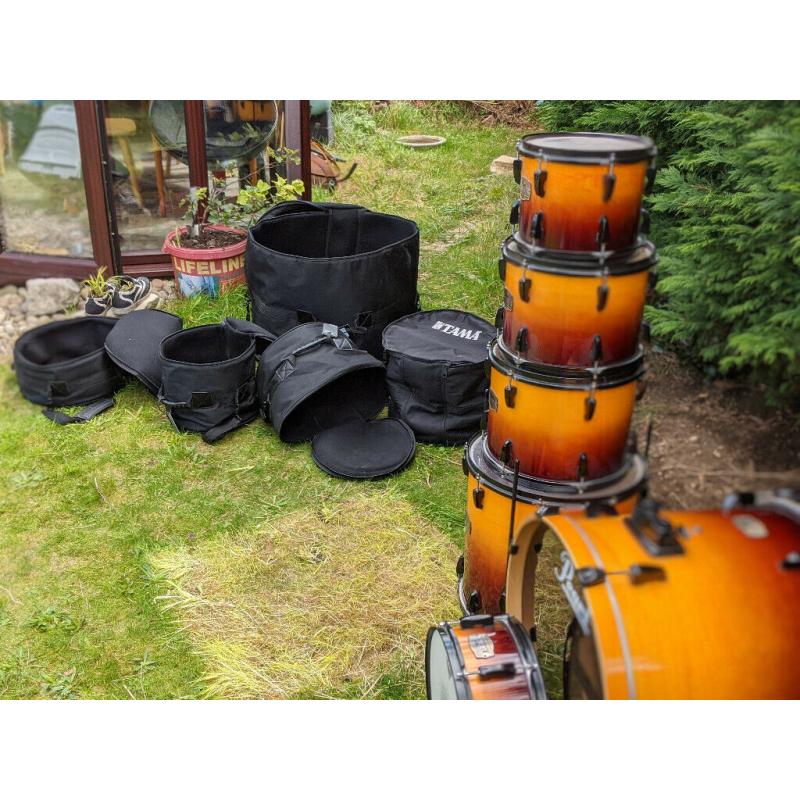 Pearl ELX Export 6 Piece Orange Burst Shell Pack (with mounts and cases)