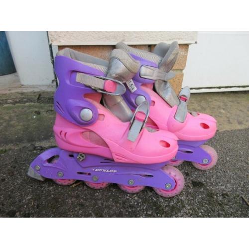 CHILDREN'S DUNLOP ROLLER BLADES - in PINK with helmet for sizes 1-4
