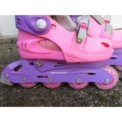 CHILDREN'S DUNLOP ROLLER BLADES - in PINK with helmet for sizes 1-4