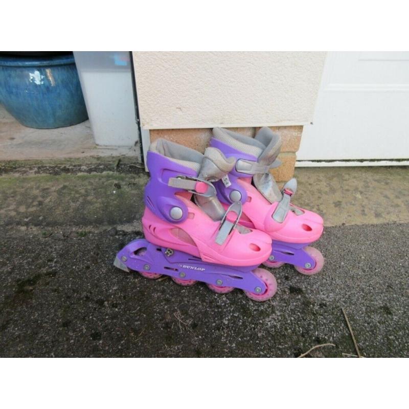 CHILDREN'S DUNLOP ROLLER BLADES - in PINK with helmet for sizes 1-4