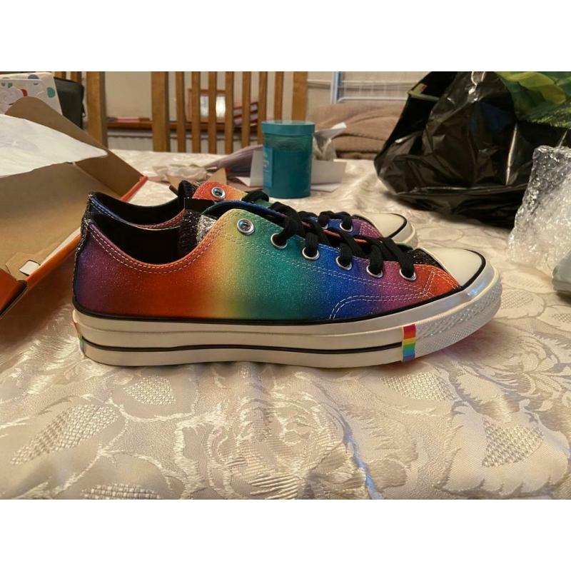 Brand new never worn Rainbow converse.