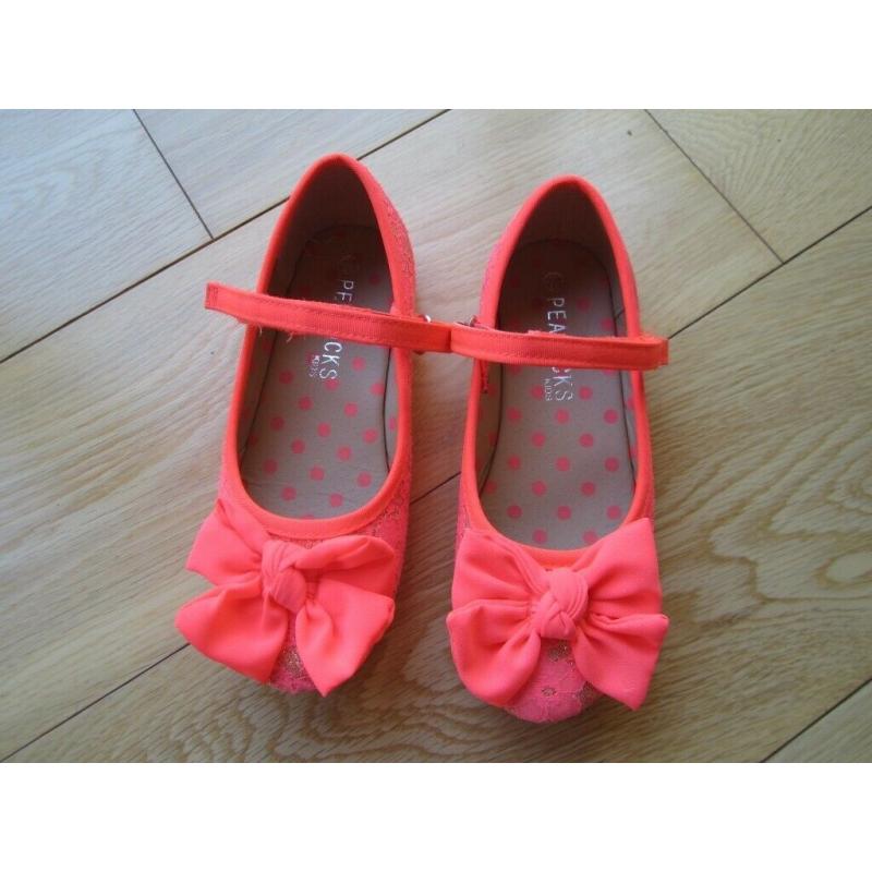 GIRLS NEON SHOES ~ NEVER WORN & OUTGROWN ~ SIZE 11 ~ ORANGE & LACE ~ ?1.50