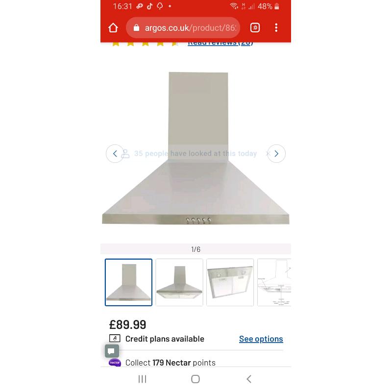 Bush BCH60SS 60cm Chimney Hood - Stainless Steel