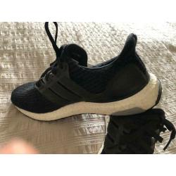 Ultra boost black trainers uk8