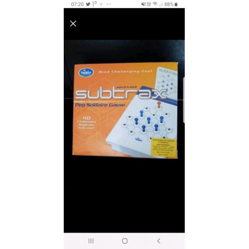 Subtrax puzzle game (peg solitaire)
