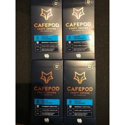 4 x unopened coffee pods Cafepod Craft Coffee Decaf