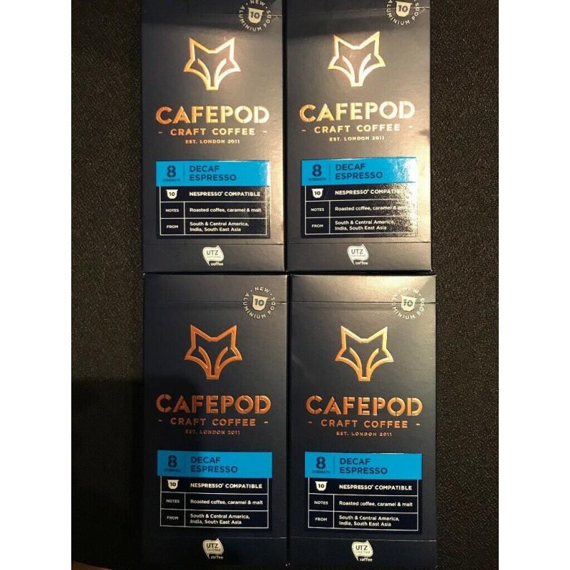 4 x unopened coffee pods Cafepod Craft Coffee Decaf