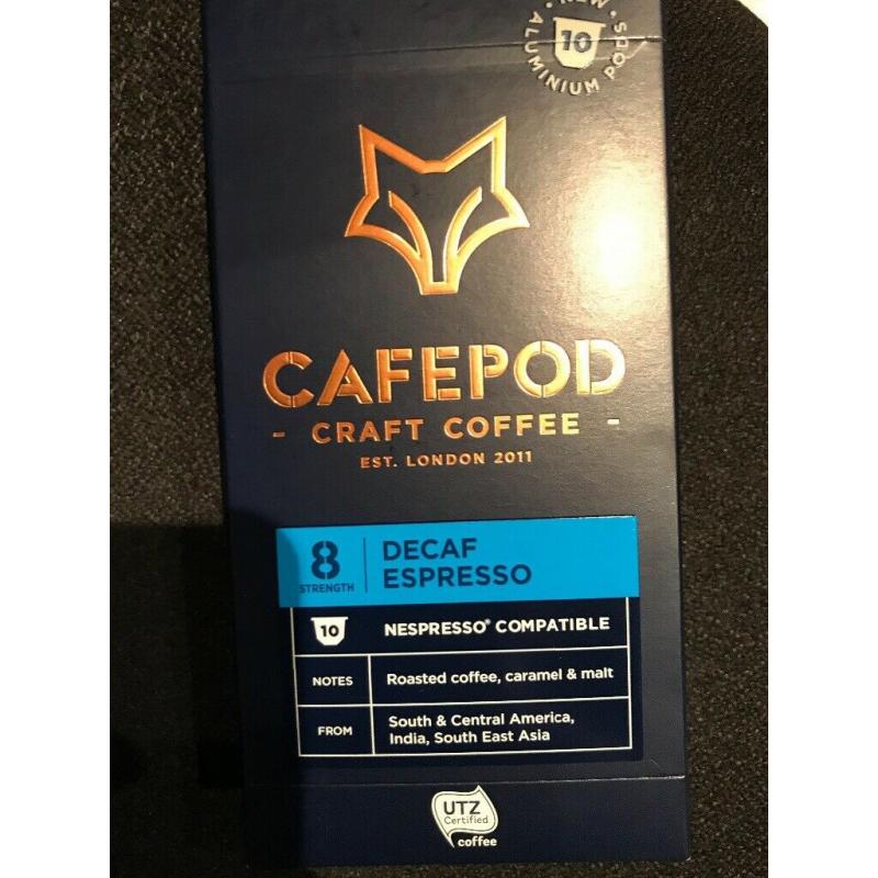 4 x unopened coffee pods Cafepod Craft Coffee Decaf
