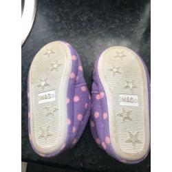 SIZE 11 PAIR OF GIRLS LILAC/PINK MARKS & SPENCER SLIPPERS